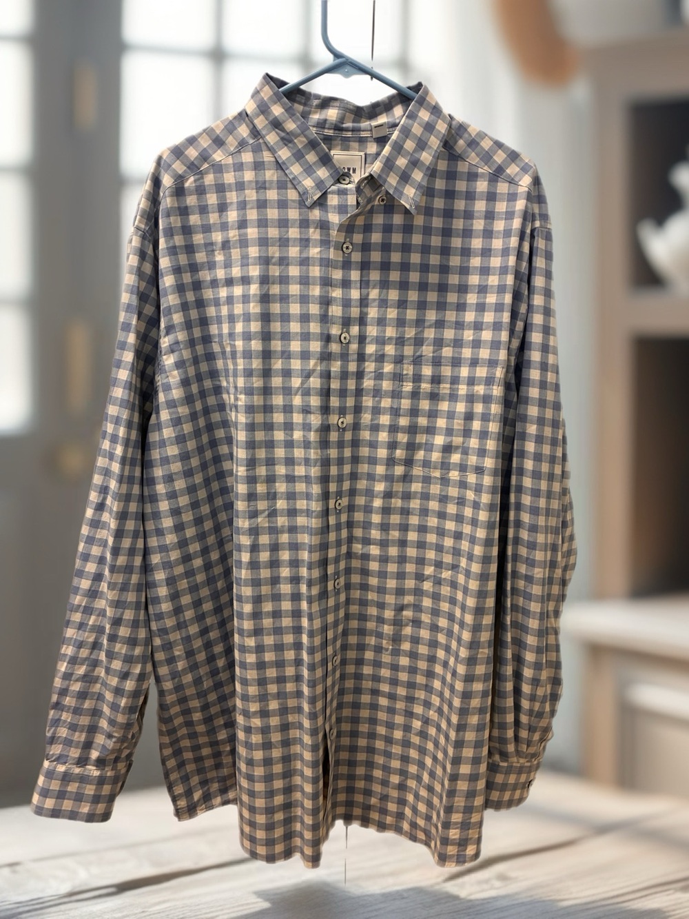 Classic Plaid Men's Snaps Shirt in Blue and Cream Size 2XLT